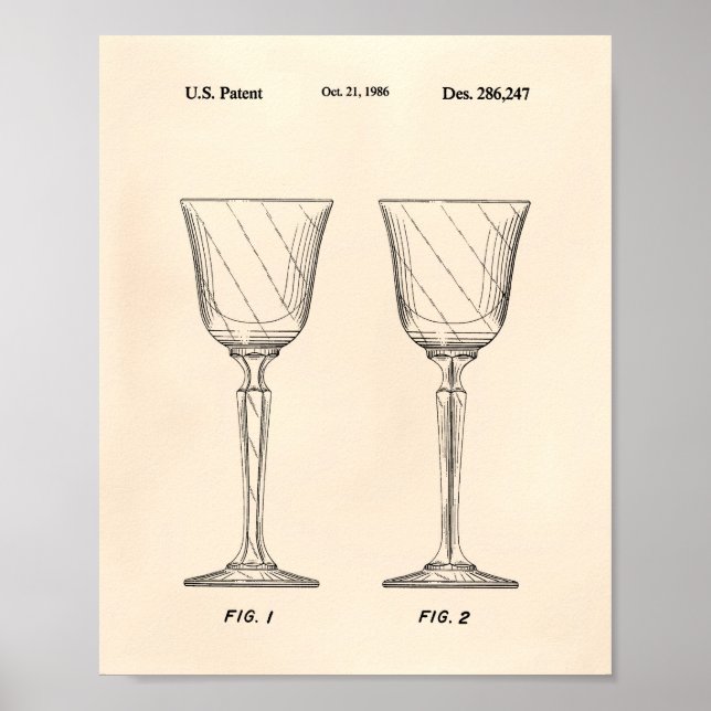 Vin Glass 1986 Patent Art Old Peper Poster (Framsidan)