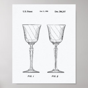Vin Glass 1986 Patent Art White Papper Poster