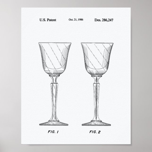 Vin Glass 1986 Patent Art White Papper Poster (Framsidan)