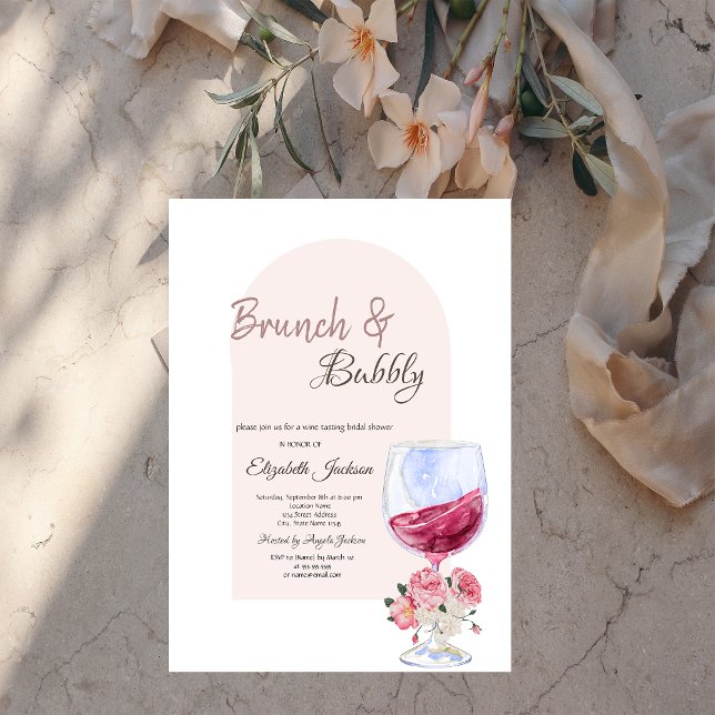 Vin Glass Boho Flowers Confetti Brunch & BubLY Inbjudningar (Skapare uppladdad)