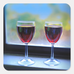 Vin Glass Fyrkantigt Klistermärke