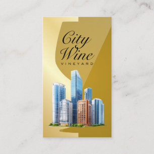 Vin Glass Guld Kommersiell Byggnad Visitkort