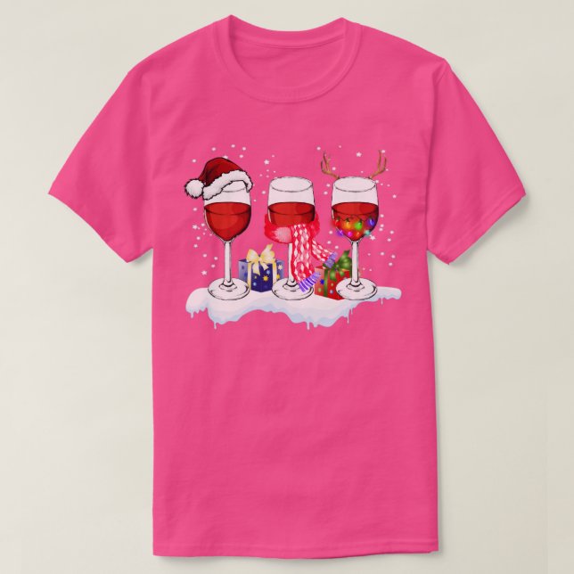 Vin Glass-jul Vin Älskare-jul T Shirt (Design framsida)