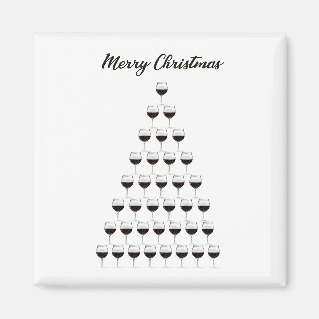 Vin Glass Julgran Magnet (Framsidan)