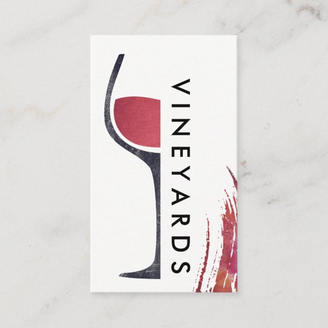 Vin Glass | Push Stroke Modern Vineyard Visitkort (Framsida)