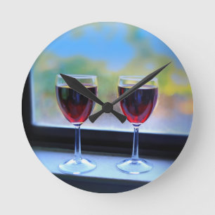 Vin Glass Rund Klocka