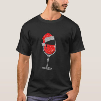 Vin Glass Santa Hat jul Tee Funny Vin Lo