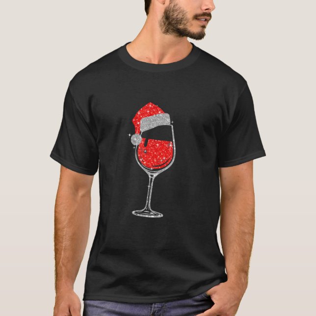 Vin Glass Santa Hat jul Tee Funny Vin Lo (Framsida)