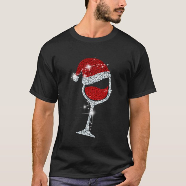 Vin Glass Santa Hat jul Tee Funny Vin Lo (Framsida)
