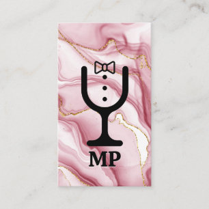 Vin Glass Tuxedo-Logotyp Rosa Marble Visitkort
