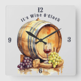 Vin Glass Vin Barrel Det är Vin O'klocka Graps Fyrkantig Klocka