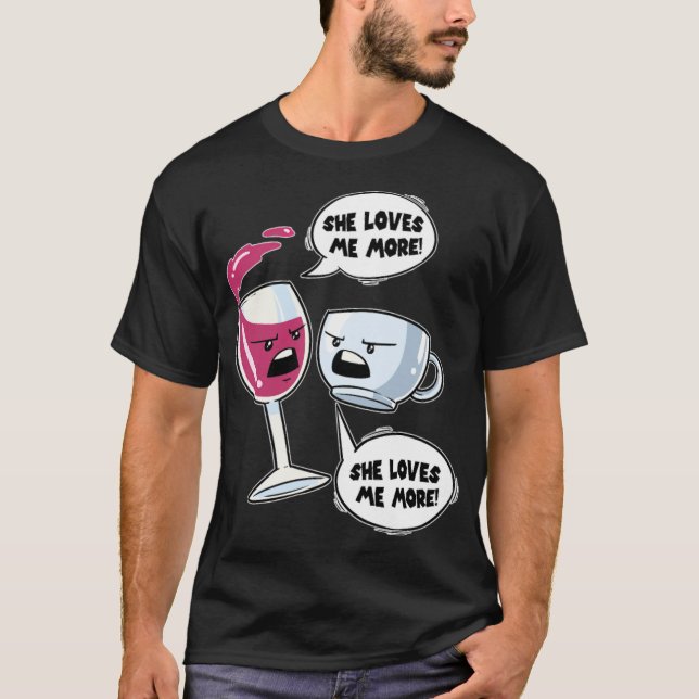 Vin Glass Vin eller Coffee Coffee Kopp Coffein awe T Shirt (Framsida)