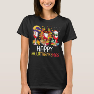 Vin Glass Witch Pilgrim Jultomten Lycklig Hallo T Shirt