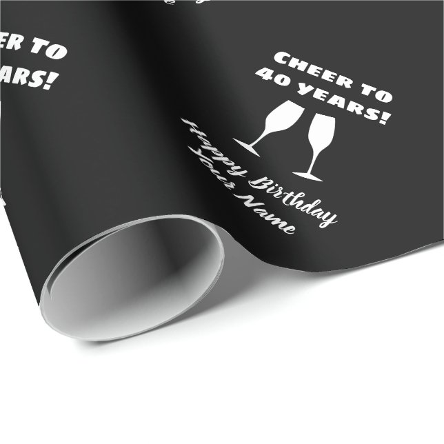 Vin glastrålare elegant 40:e födelsedagen önskemål presentpapper (Rullad Hörn)