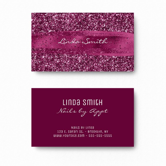 Vin Glitter och penseldrag Visitkort (Wine Glitter and Brush Stroke Business Card)