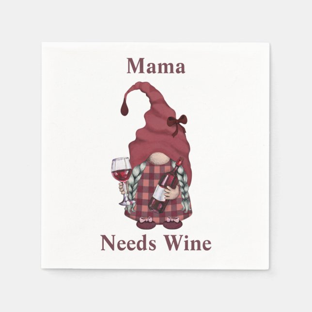 Vin Gnome Mamma Behöver Vin Personlig Rolig  Pappersservett (Framsidan)