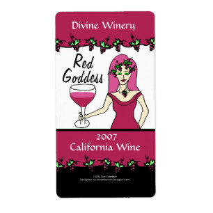 Vin Goddess Red Goddess Anpassningsbar Faux Vin-et Fraktsedel