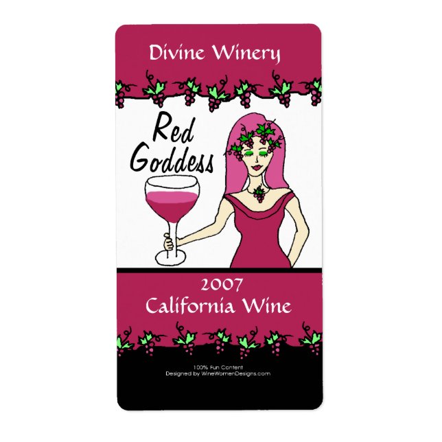 Vin Goddess Red Goddess Anpassningsbar Faux Vin-et Fraktsedel (Framsidan)