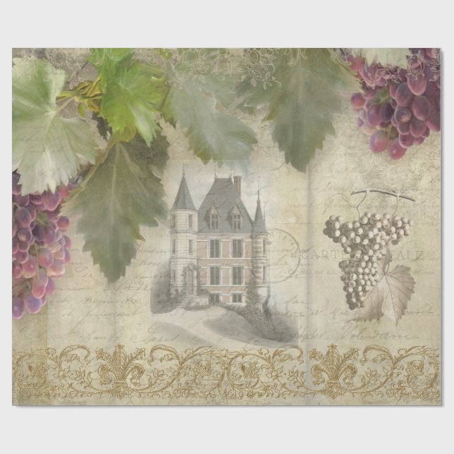 Vin Grape-Fransken Ephemera Vineyard Chateau Presentpapper (Platt)