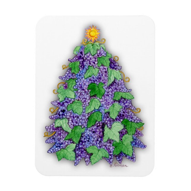 Vin Grapes Julgran Magnet (Vertikal)