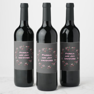 Vin Grapes Personlig Flowers Red White Vinflaska Etikett