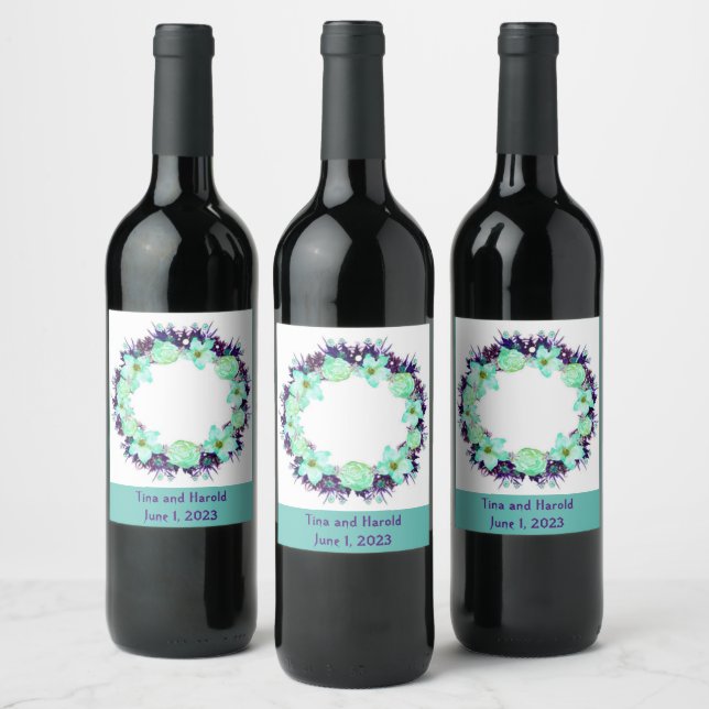Vin Grapes Personlig Flowers Red White Vinflaska Etikett (Flaskor)