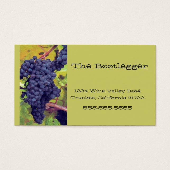 Vin Grapes Vineyard Italienska Resturant Visitkort (Framsidan)