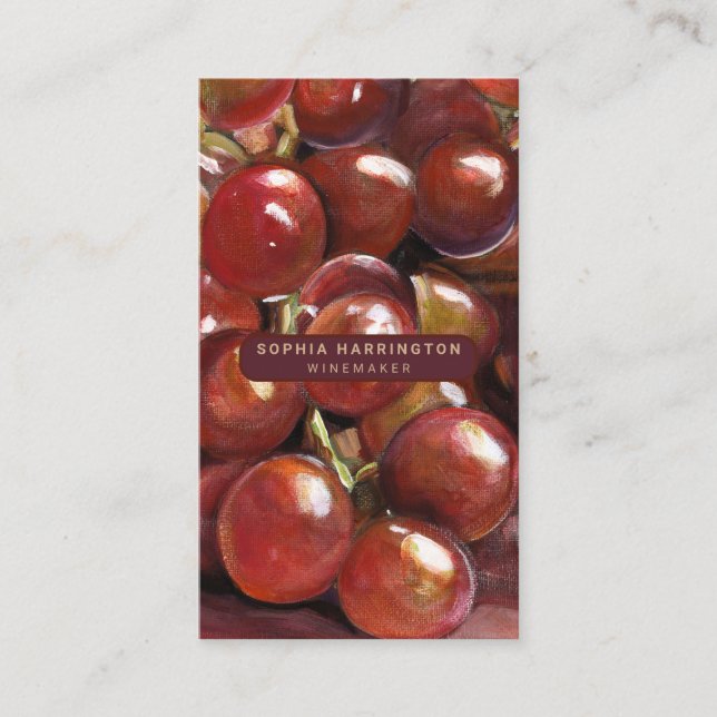 Vin Graps Anpassningsbar QR Code Scannable Winery  Visitkort (Framsida)