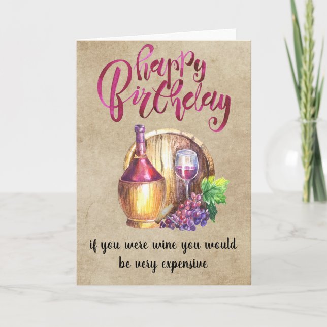 Vin Grattis på födelsedagen Funny Humor Kort (Framsida)