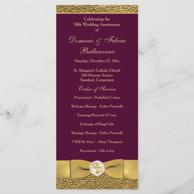 Vin Guld-Bröllop-årsdagen för Vow Renewal-programm Program (Framsida)