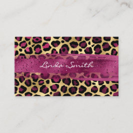 Vin-guldfolleopard Brush Stroke Visitkort