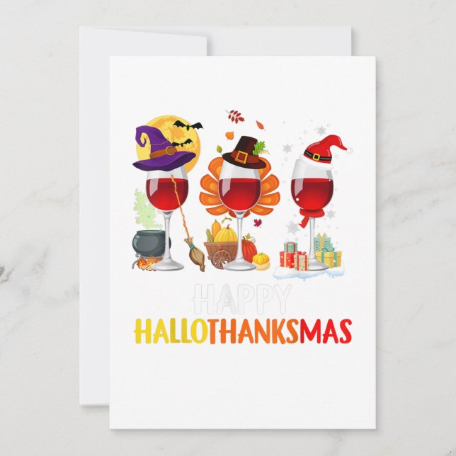 vin halloween tackgivningsdag jul glad inbjudningar (Framsida)