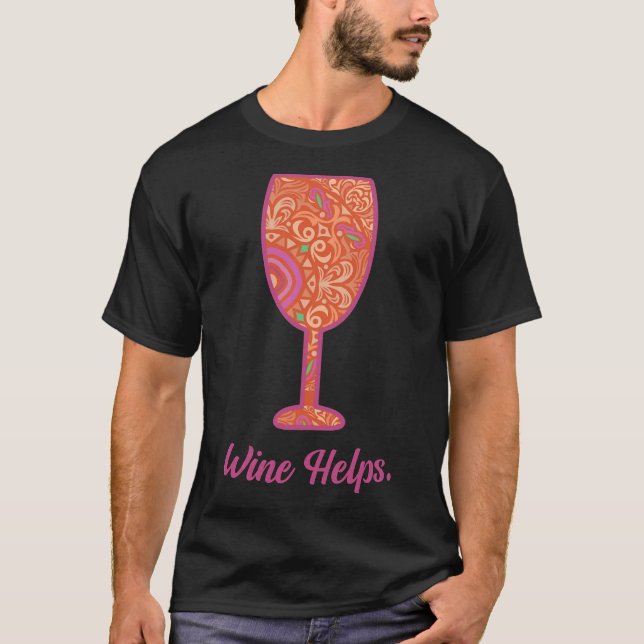 Vin Helps Vin Glass Mandala T Shirt (Framsida)