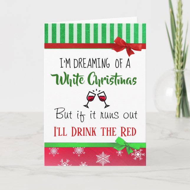 Vin Humor drömmer om en vit jultomte Kort (Framsida)