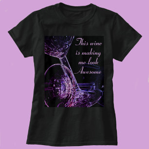 Vin Humor Toppled Goblets Flirty Lila and Black T Shirt