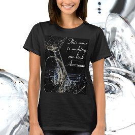 Vin Humor Toppled Vin Goblets Flirty Roligt T Shirt