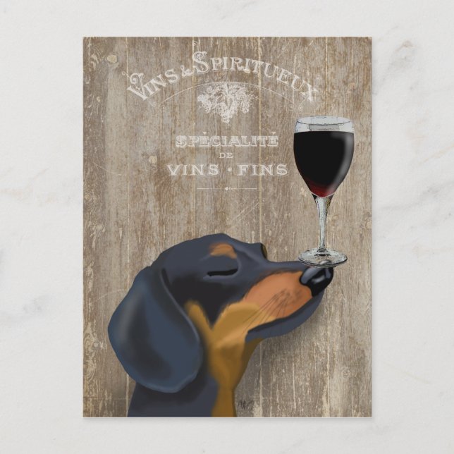 Vin Hund Dachshund Vykort (Framsida)