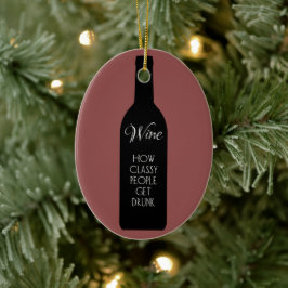 Vin, hur klassigt folk blir berusade julgransprydnad keramik