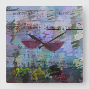 Vin Impression Digital Art Clock Fyrkantig Klocka