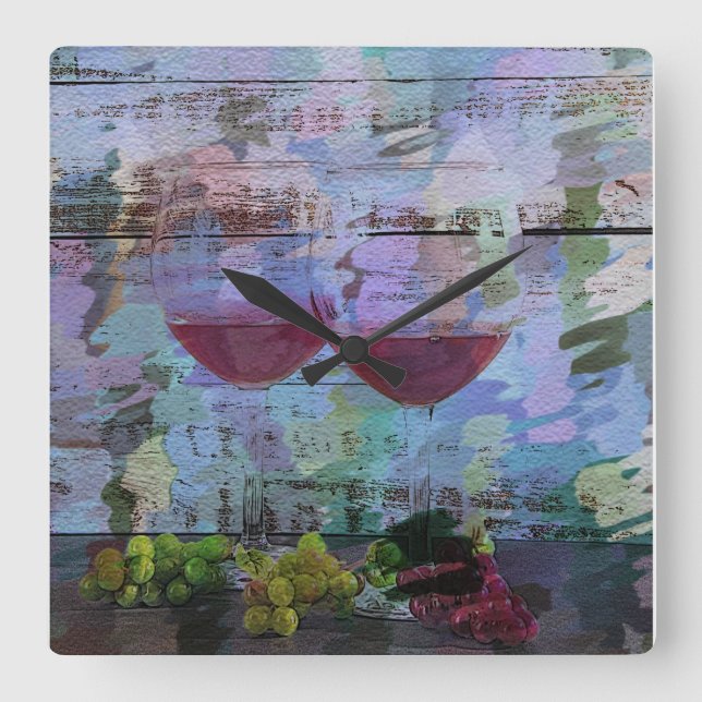 Vin Impression Digital Art Clock Fyrkantig Klocka (Framsida)