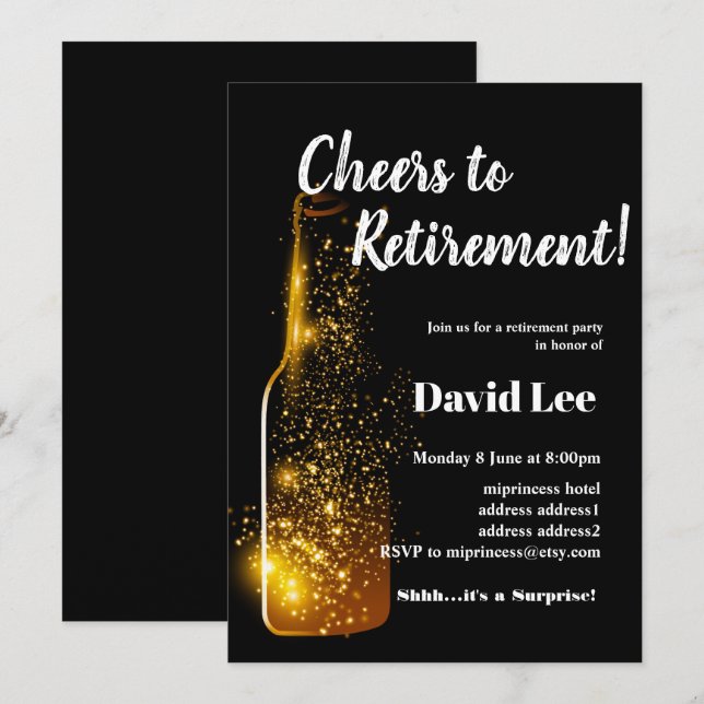 Vin, inbjudan till pension, inbjudan (Fram/baksida)