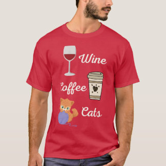 Vin Kaffe Katter 70-tals vän T Shirt