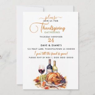 Vin & kalkon Thanksgiving-sammankomst Inbjudningar