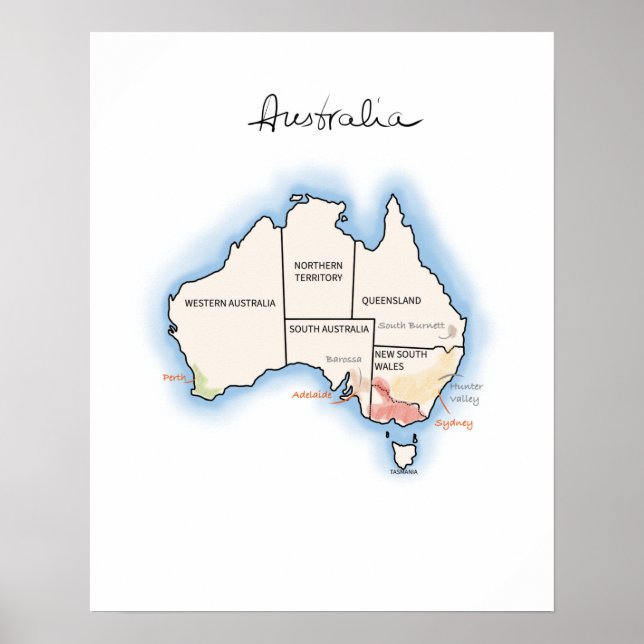 Vin karta i Australien Poster (Framsidan)