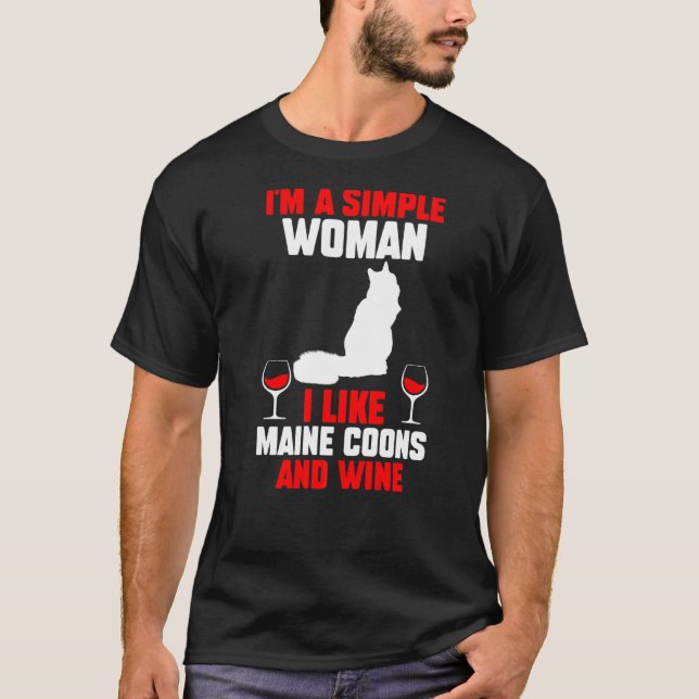 Vin Katt Maine Coon T Shirt (Framsida)