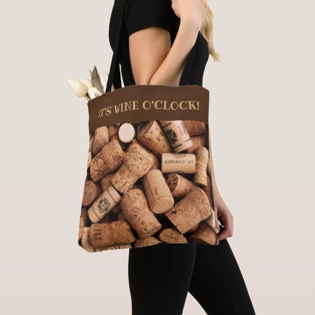 Vin Kork Foto: Det är Vin O'Clock Slogan Tygkasse (Närbild)