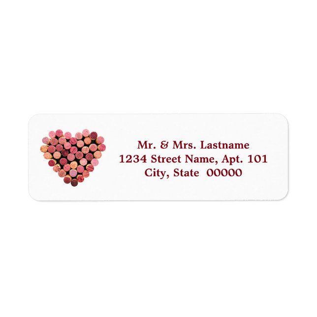 Vin Kork Heart-Adressetiketter Returadress Etikett (Framsidan)