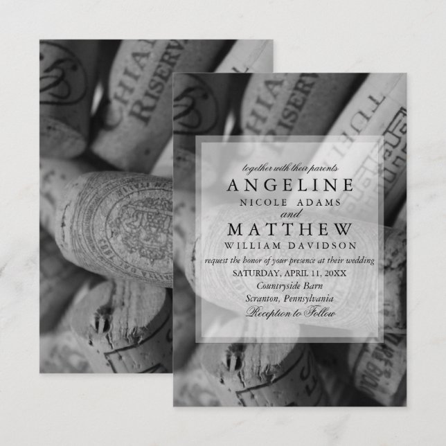 Vin korkar bröllopinbjudningar inbjudningar (Fram/baksida)