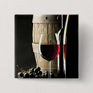 Vin, korn, druvor och glas knapp