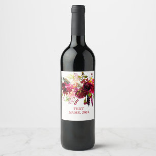 VIN LABEL - boho blommigt Vinflaska Etikett